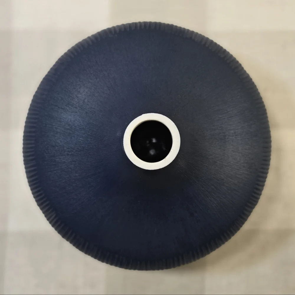 Indigo Blue Textured Ceramic Table Round Bud Ikebana Vase 8